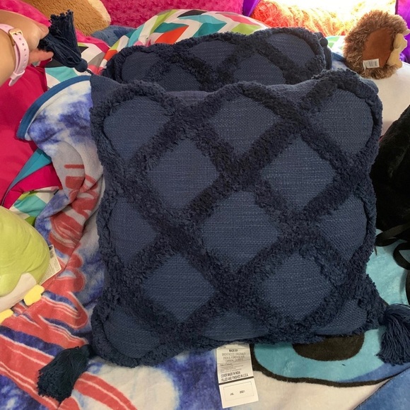 Better Homes and Gardens Navy Farmhouse Crisscross Throw Pillows - Picture 2 of 2